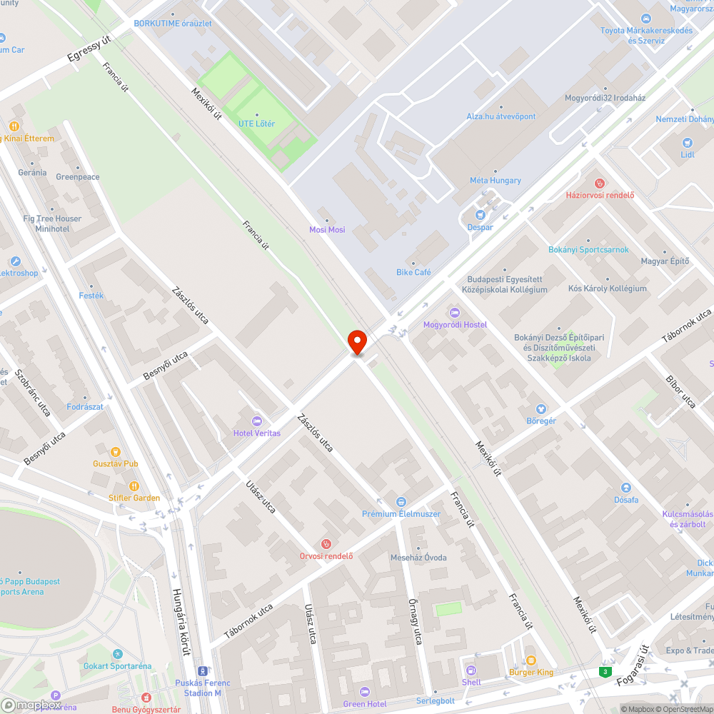 Mély kátyú nyomvonalban bejelentés helye