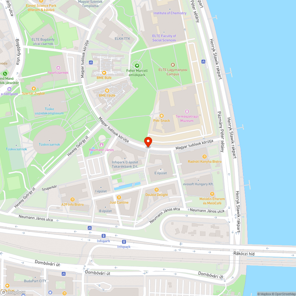 XI. kerület Magyar tudósok körútja - Infopark sétány: veszélyes átkelés gyalogosként bejelentés helye