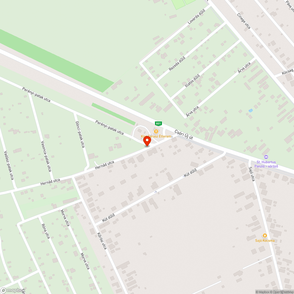 Hernád utca járdahiány bejelentés helye