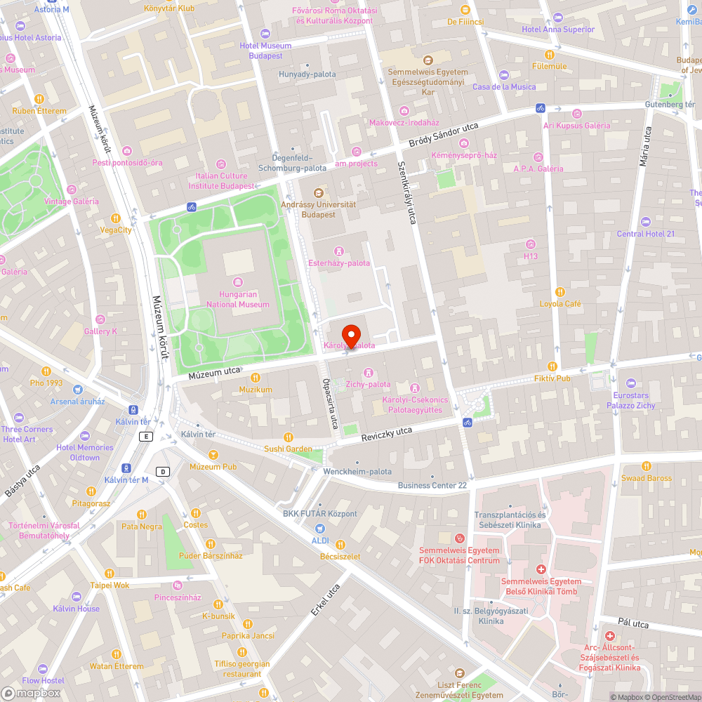 Múzeum utca - Károlyi palota alja szemetes bejelentés helye