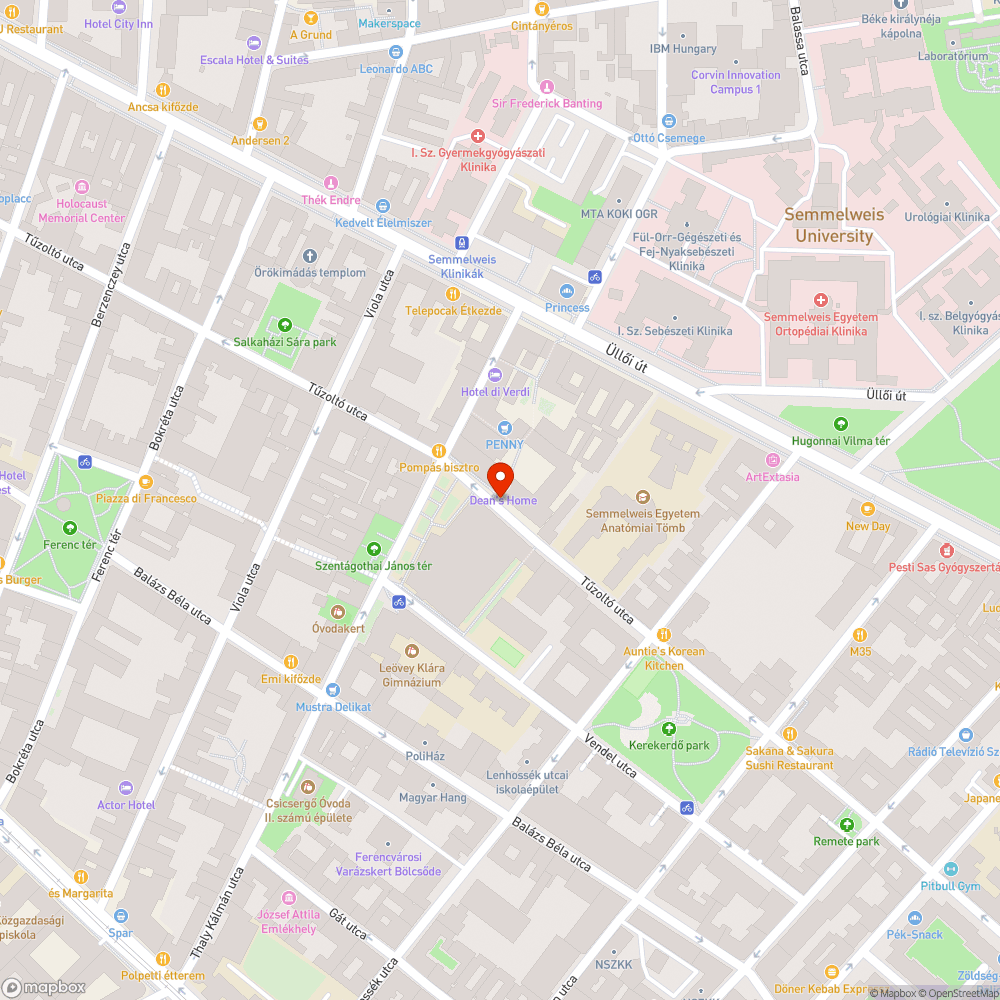 IX. kerület Tűzoltó utca 50-56. SPAR előtt szemét a zöldterületen bejelentés helye