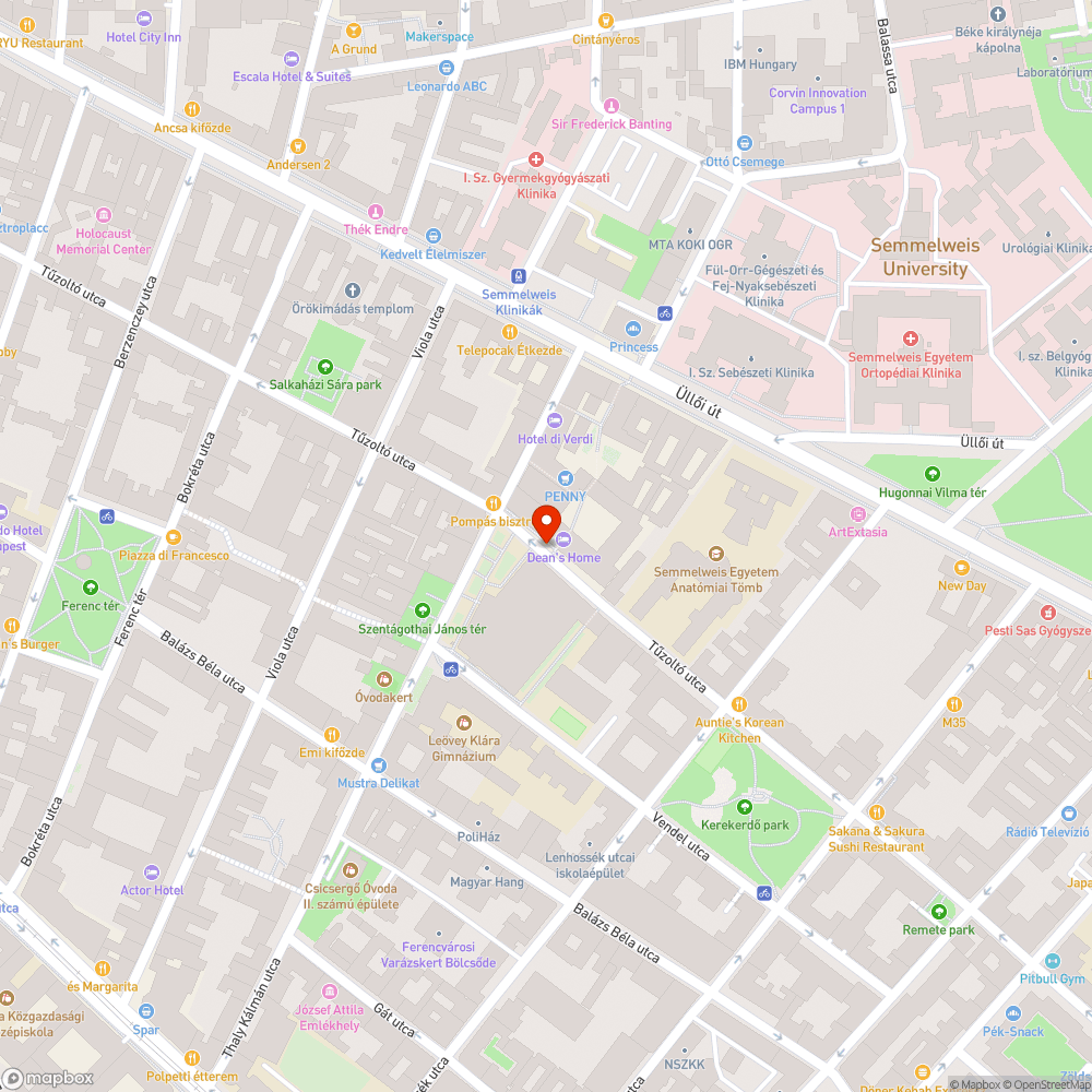 IX. kerület Tűzoltó utca 50-56. SPAR előtt kiszáradt csemetefák bejelentés helye