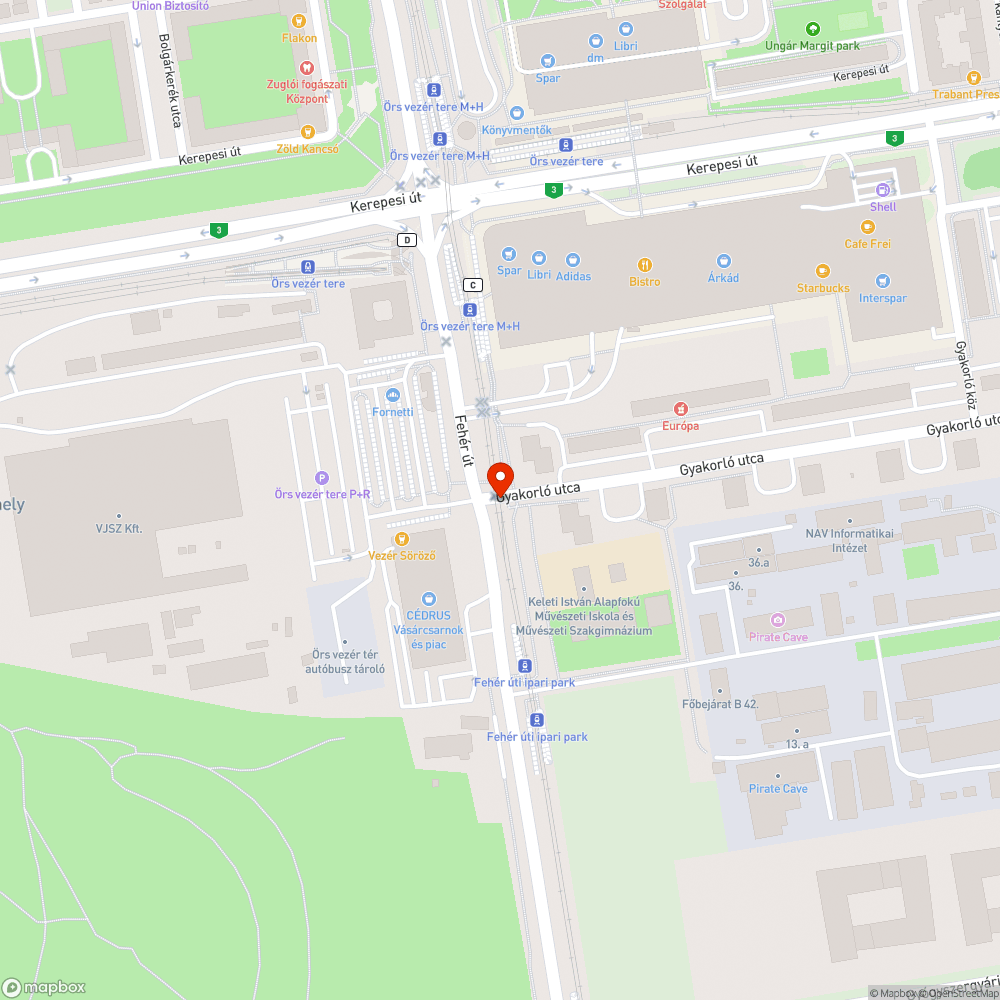 Sínek menti kátyú bejelentés helye