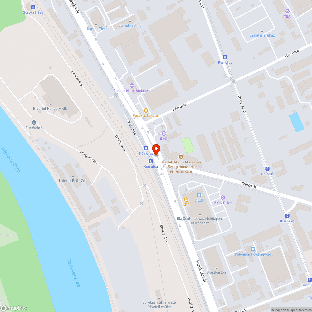 Beszakadt úttest a Kén utca megállóban bejelentés helye