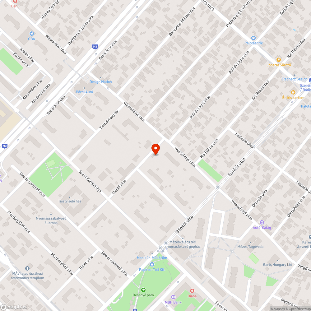 Mentő utcai szemétkupac bejelentés helye