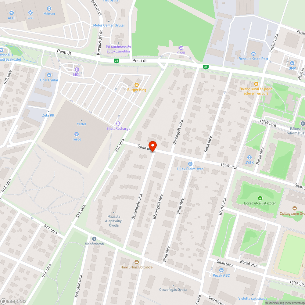 Összefirkált utcatábla bejelentés helye