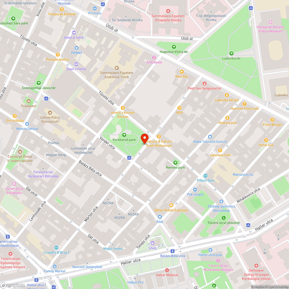 IX. kerület Kerekerdő park hiányos sövény bejelentés helye