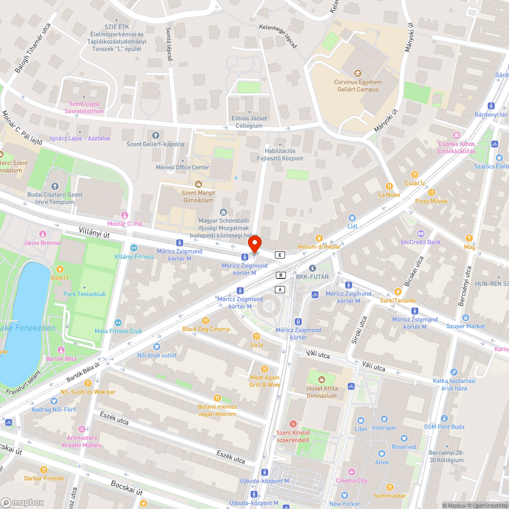 Móricz Zsigmond körtér - Villányi út kerékpártárolók bejelentés helye