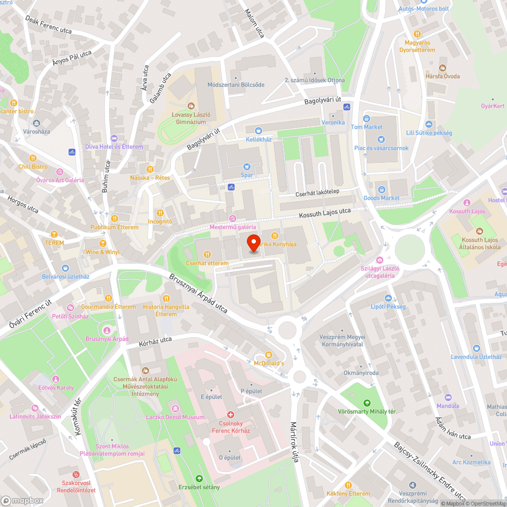 Kidöntött szemetes Veszprém belvárosában bejelentés helye