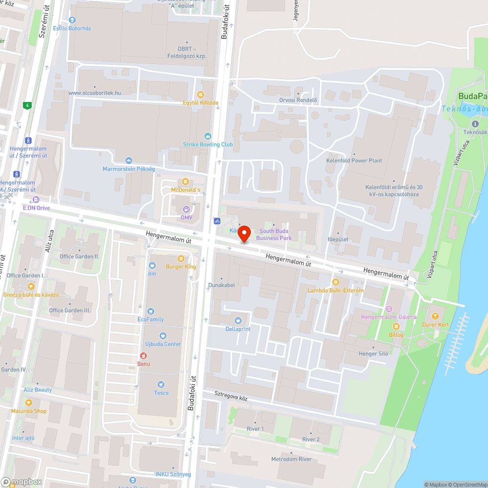 Budafoki - Hengermalom kátyú bejelentés helye