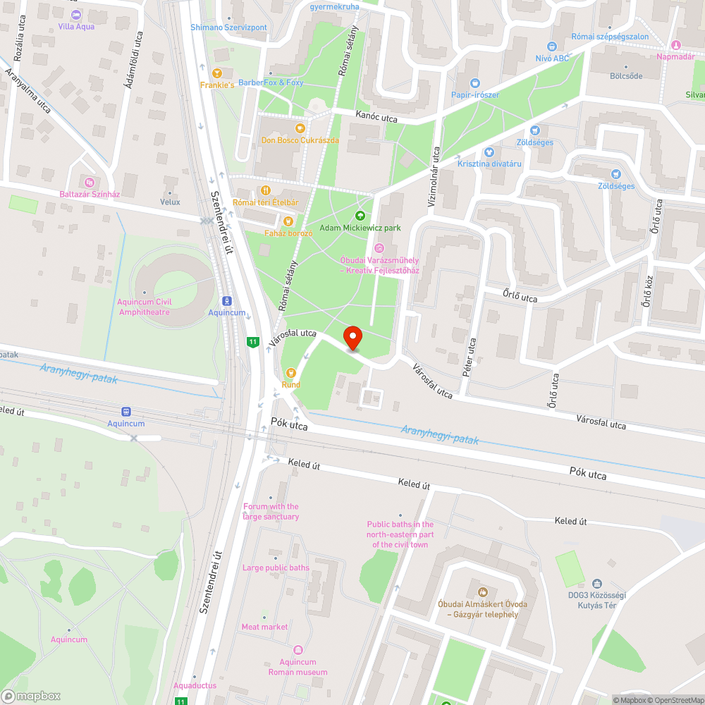 Városfal utcai kátyú bejelentés helye