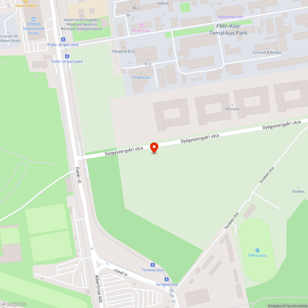 Szemét a Gyógyszergyári úton bejelentés helye