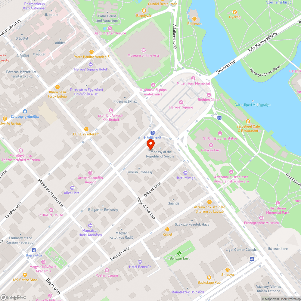 Hősök tere - Andrássy út - kanyarodás bejelentés helye