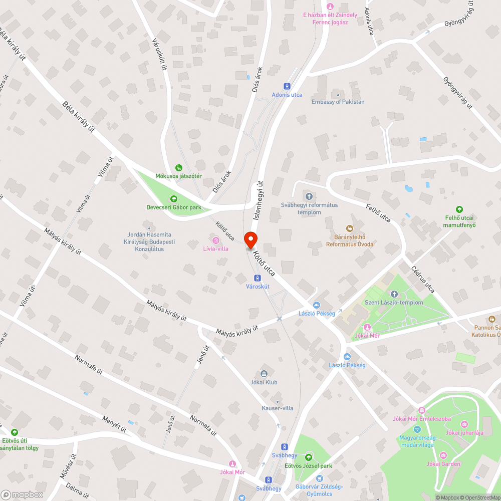 Lyukas járda bejelentés helye