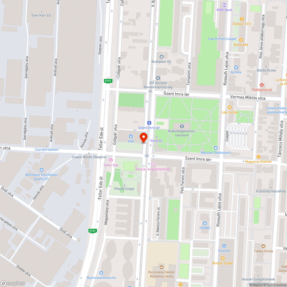 Megsüllyedt aszfalt a Szent Imre téren bejelentés helye