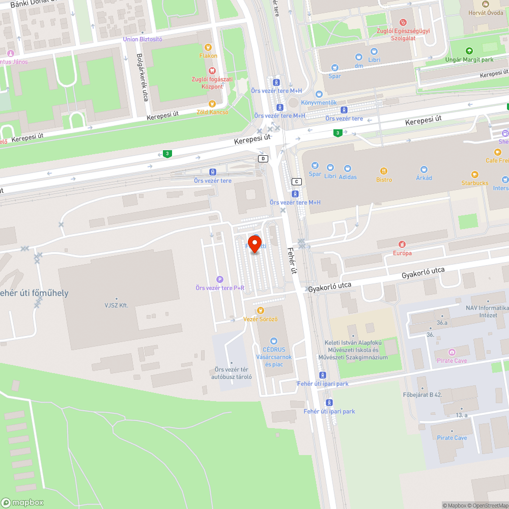 Csattogó busz bejelentés helye