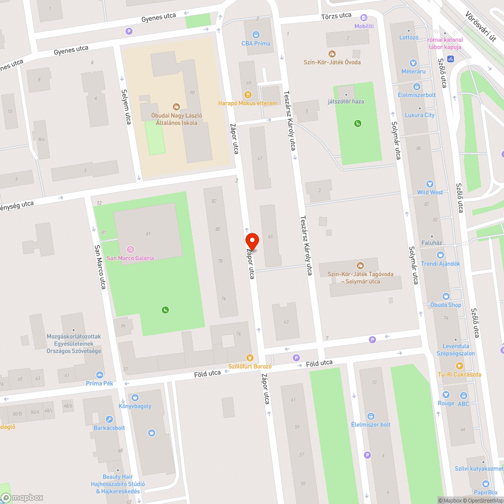 Levélszemét a Zápor utcában bejelentés helye