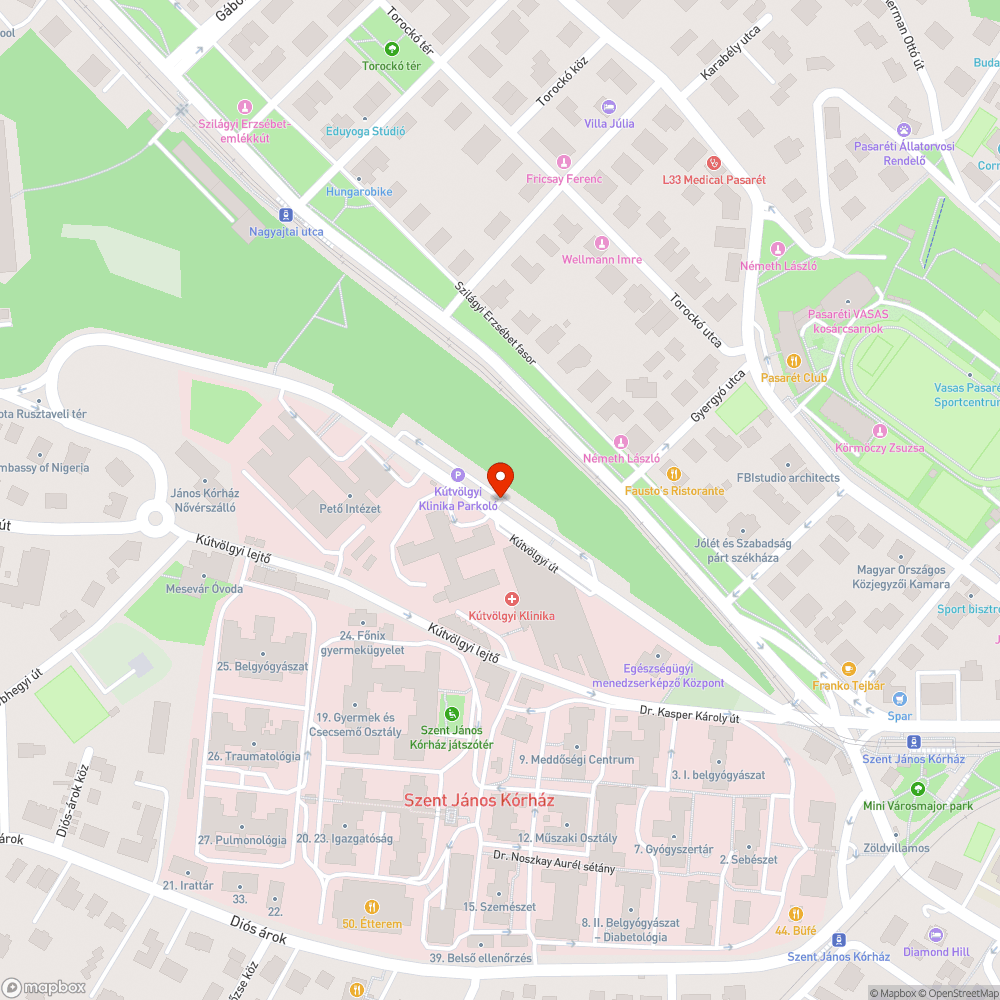 Kráterek a Kútvölgyi Kórház parkolójában bejelentés helye