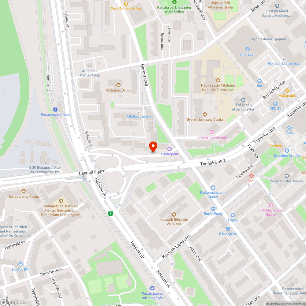 Kátyús buszmegálló Pesterzsébet, Baross utca bejelentés helye