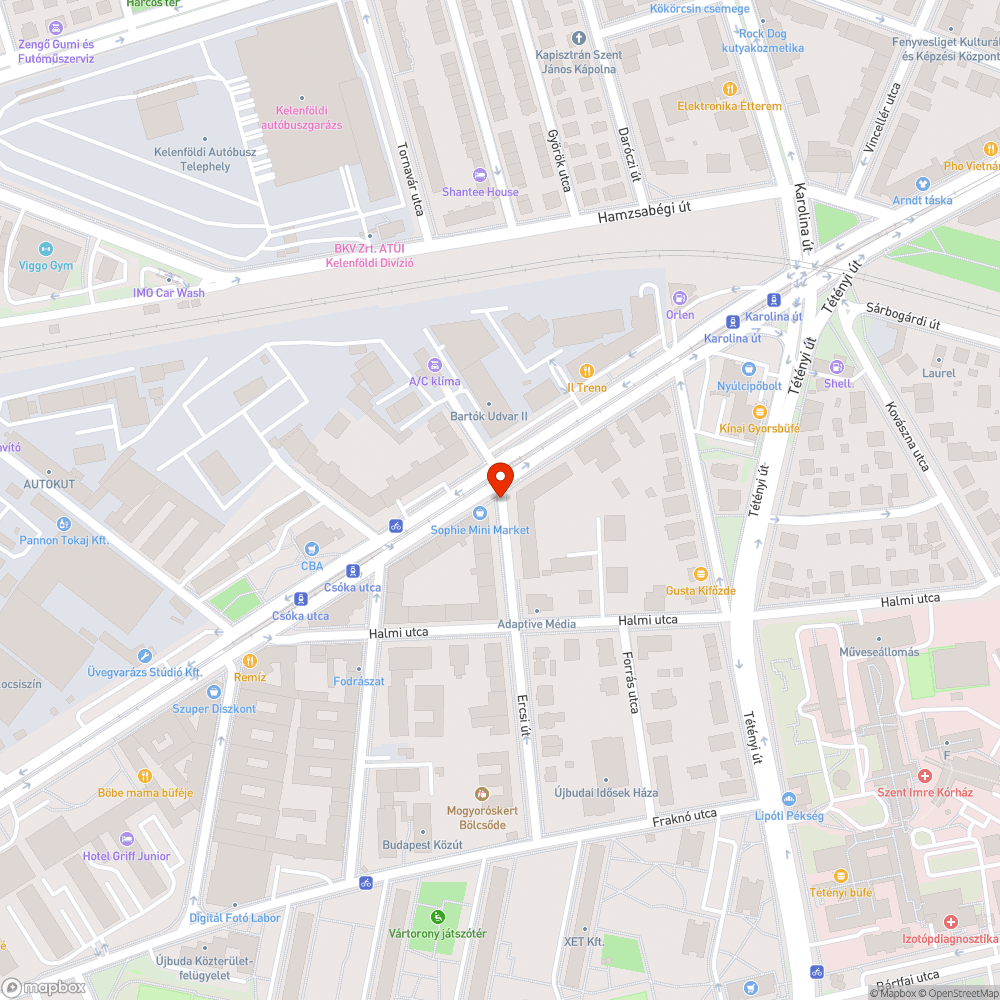 Kidőlt oszlop a Bartók Béla úton bejelentés helye