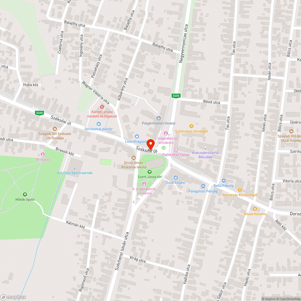 Süllyedő járda Szeged-Kiskundorozsmán bejelentés helye