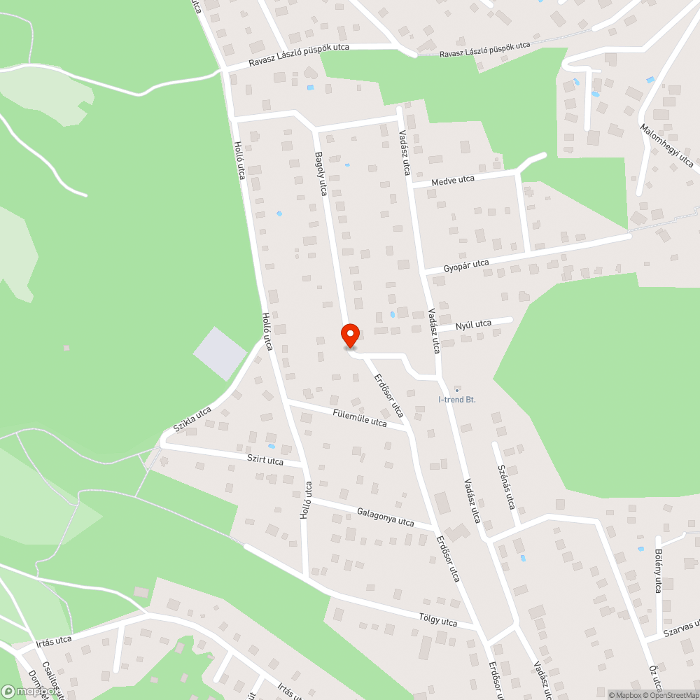 Kátyúk és burkolatsüllyedések a szentendrei Bagoly és Erdősor utcában végig bejelentés helye