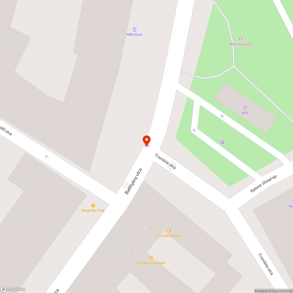 Megsüllyedt úttest a Batthyány utcán bejelentés helye