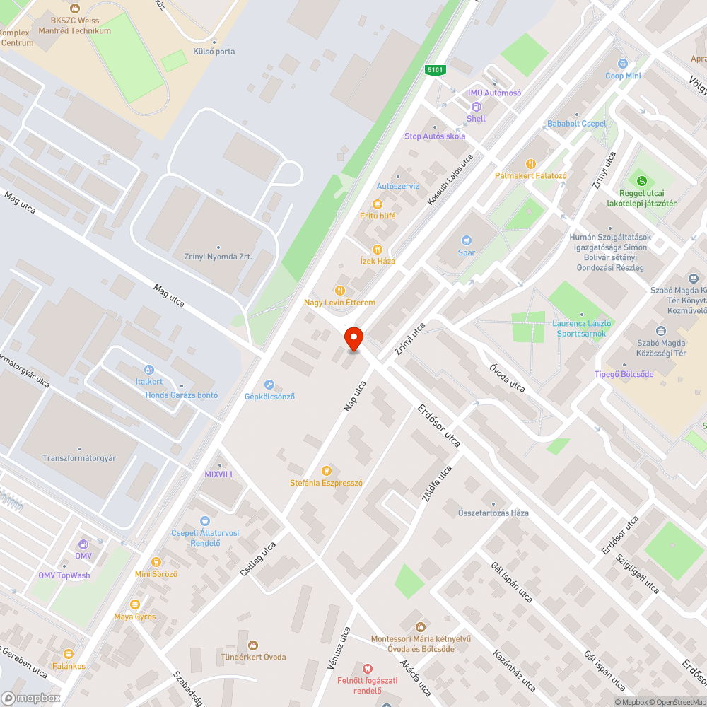 Kossuth Lajos utca-Erdősor utca (XXI. ker.) bejelentés helye