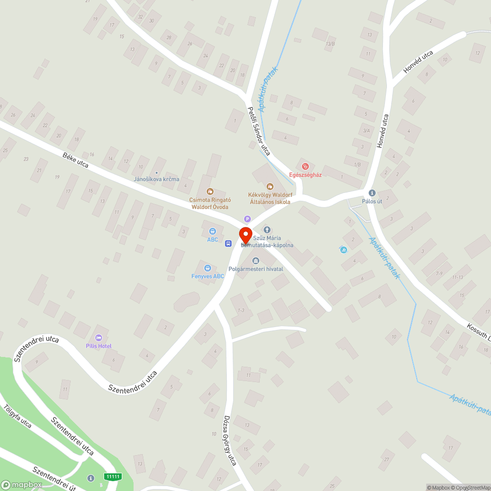 Sérült buszmegálló Pilisszentlászló községházánál bejelentés helye