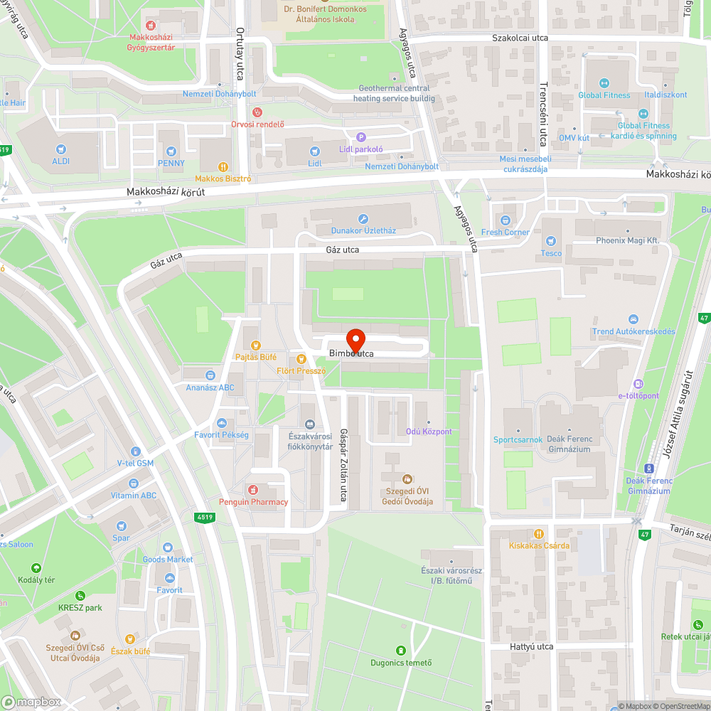 Kátyúsodó Bimbó utca bejelentés helye