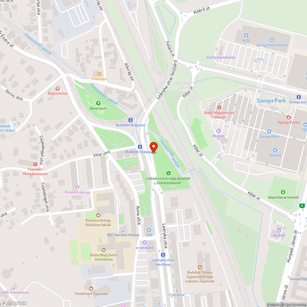 Ágy a patakban bejelentés helye