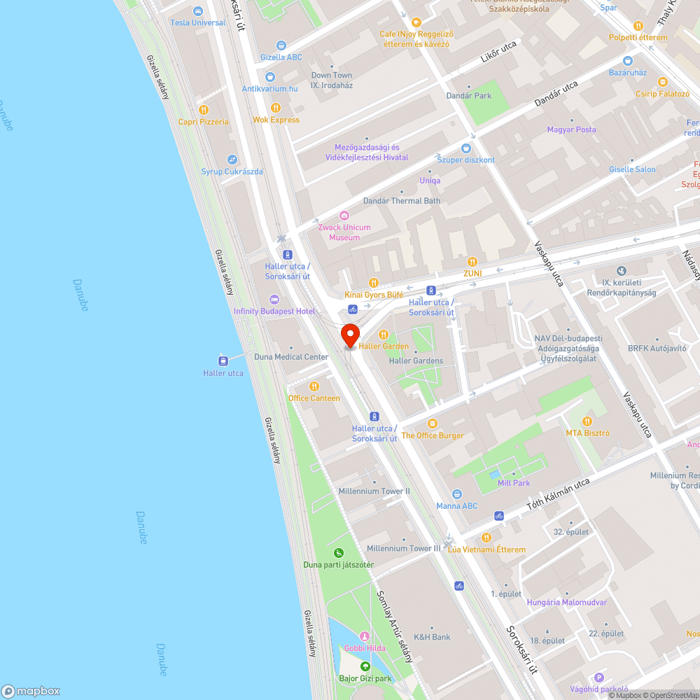 Kátyú a Haller utca / Soroksári út sarkánál bejelentés helye