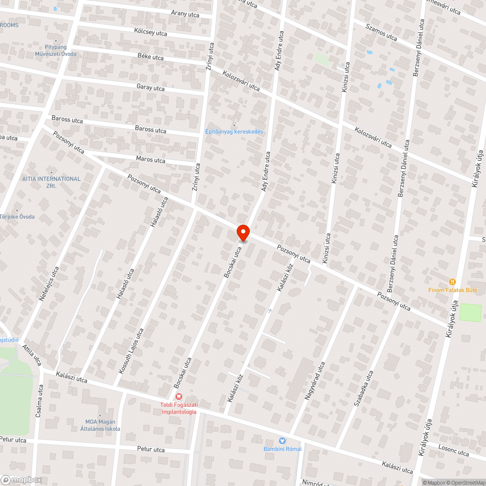 Bocskai utca - kátyúk bejelentés helye