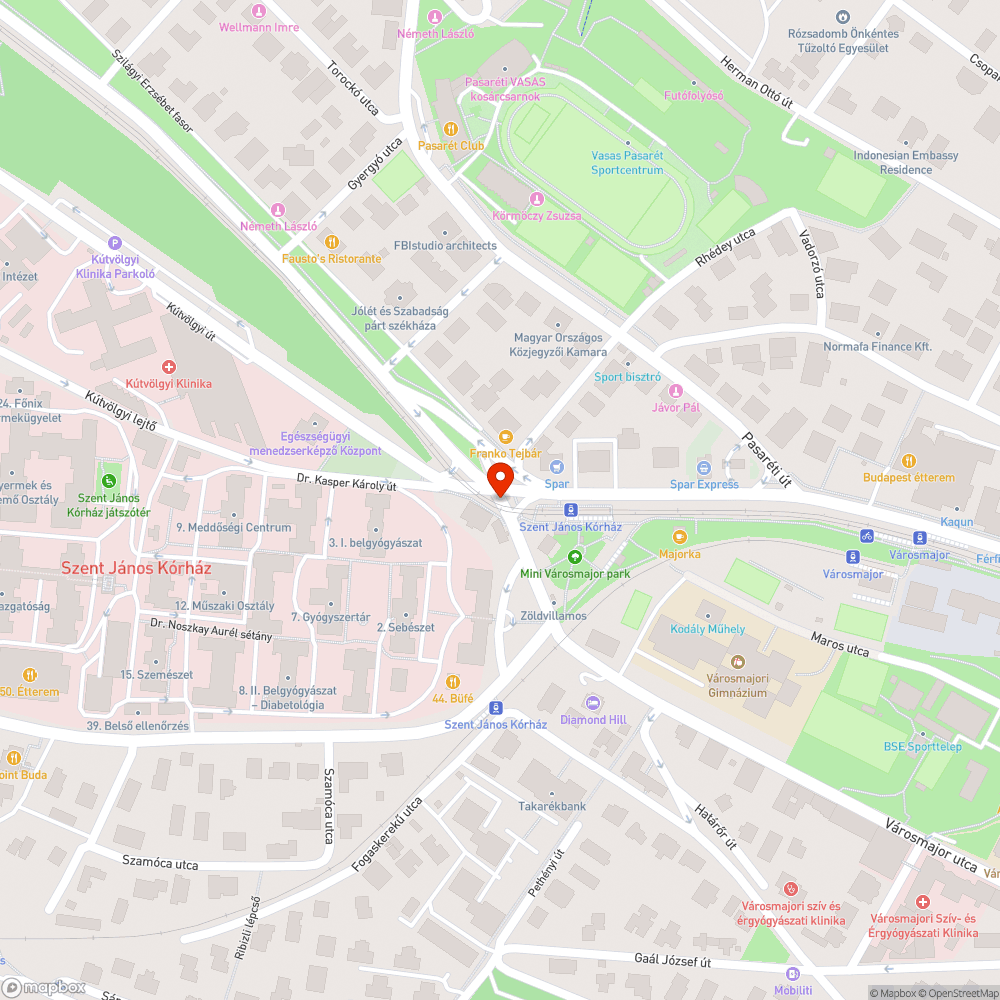 Szent János Kórházi kanyar a villamosoknál bejelentés helye