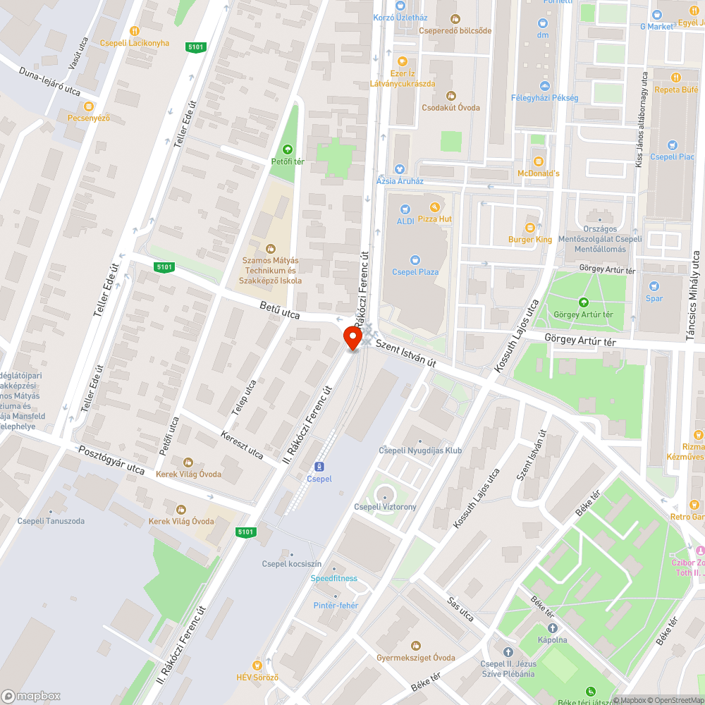 Csepel HÉV végállomáson szemét bejelentés helye