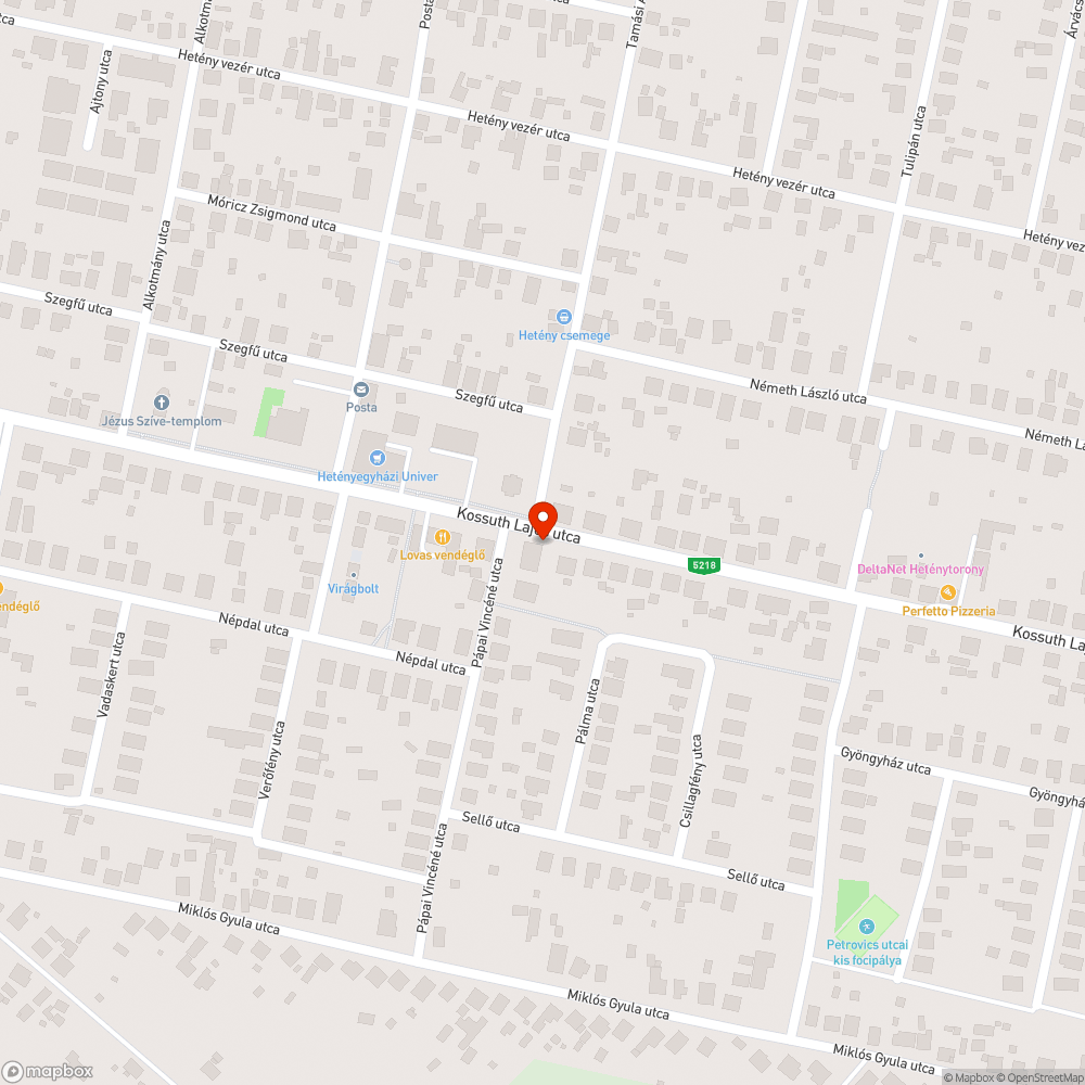 Balesetveszélyes járdafelbontás Hetényegyházán bejelentés helye