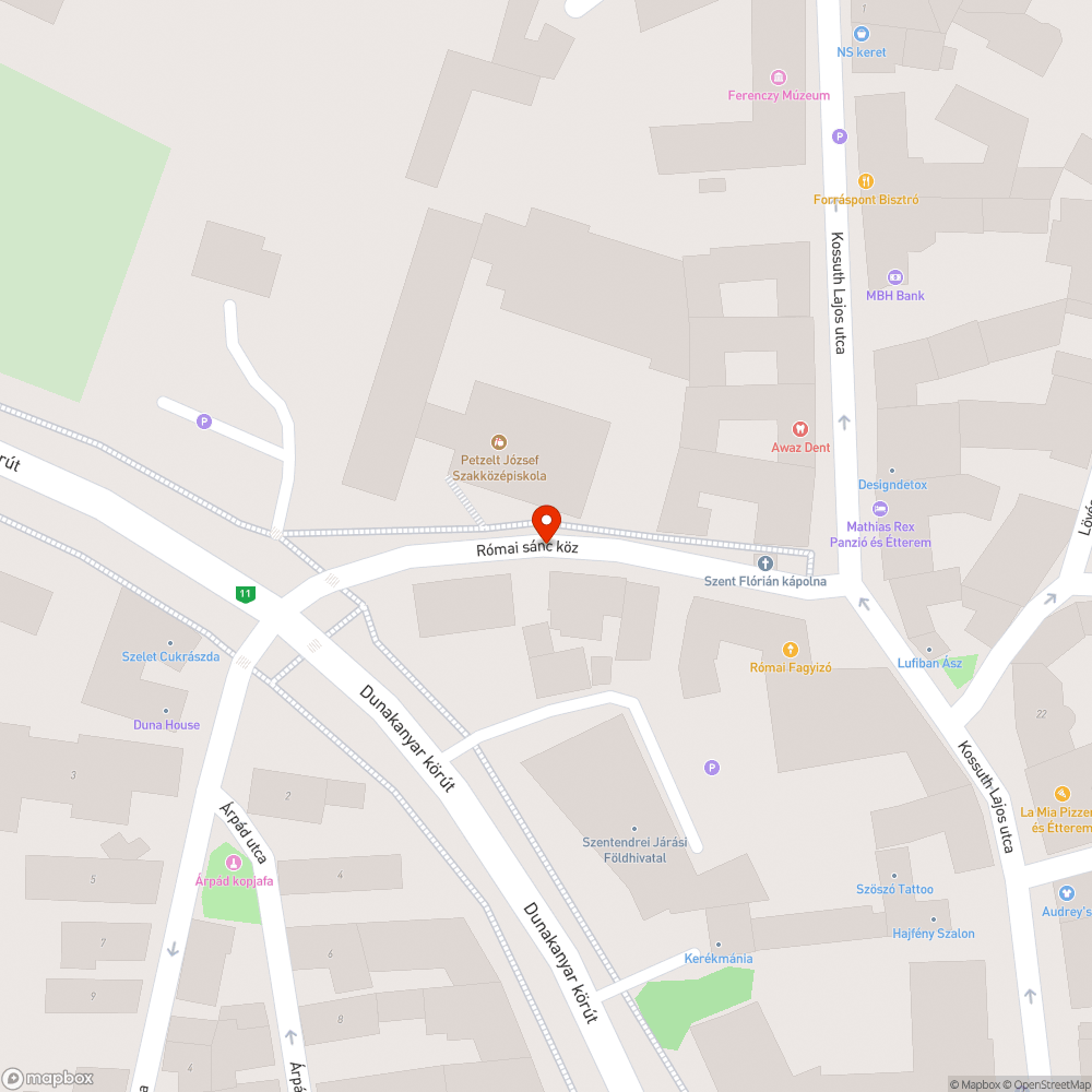 Közvilágítás teljes hiánya a Római sánc közben bejelentés helye