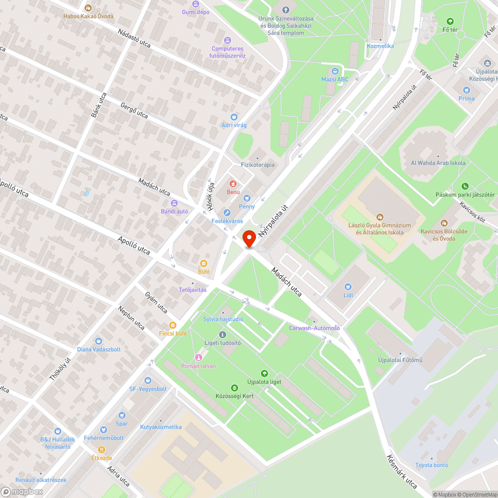 Hiányzó/ellentmondásos útburkolat festés bejelentés helye