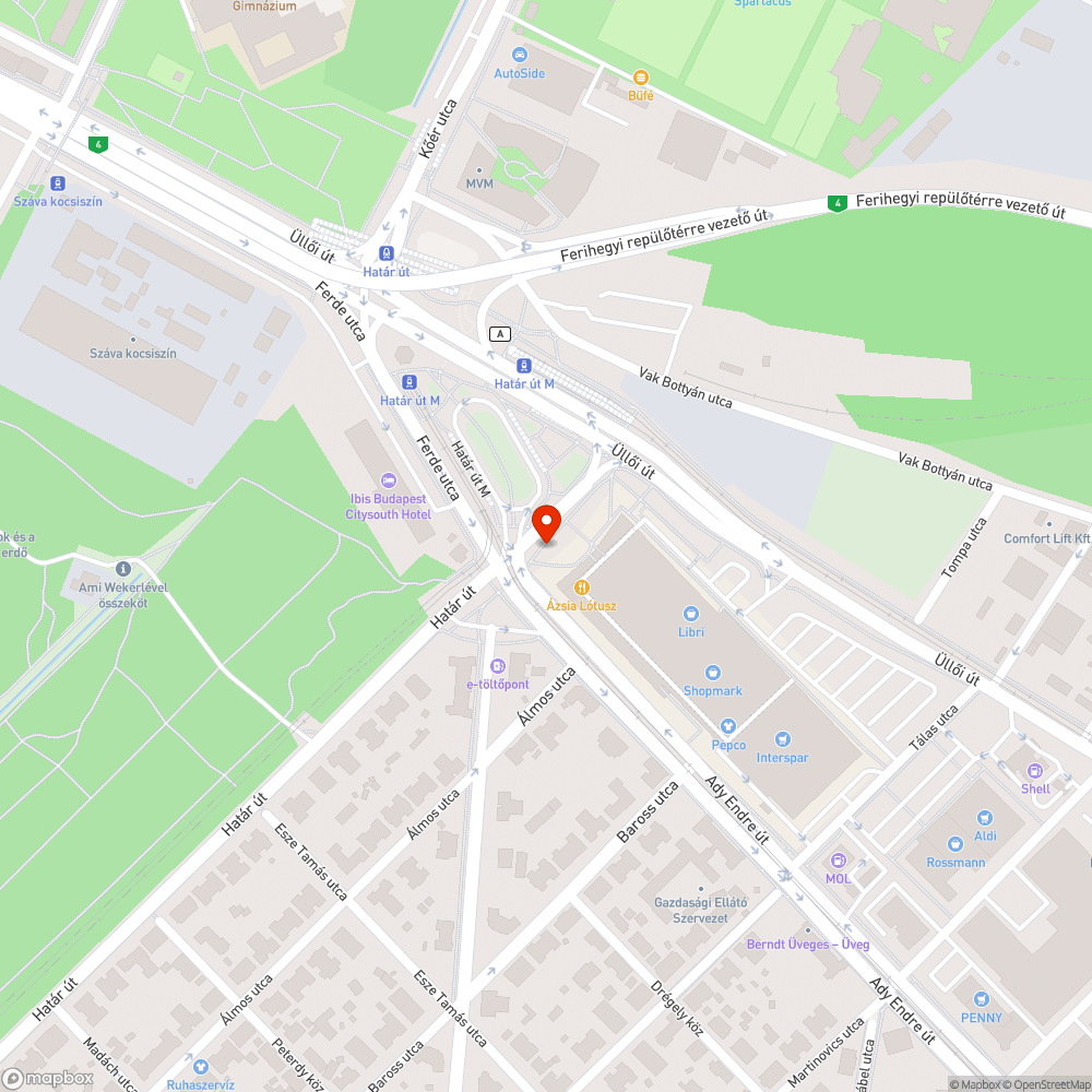 Bokrok közé navigáló vakvezető sáv bejelentés helye