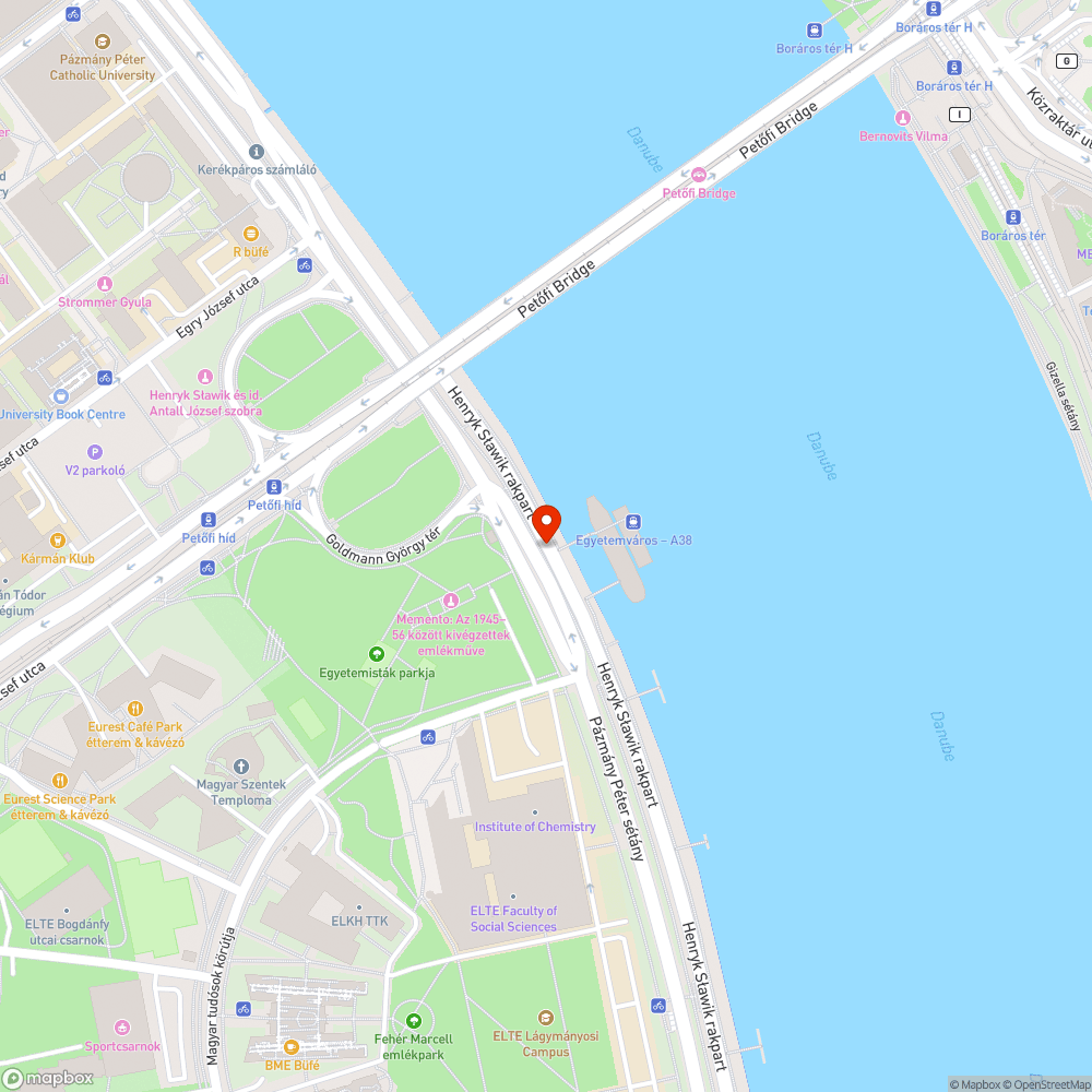 Hiányzó gyalogos átkelőhely a 153-as busz A38 hajó megállójához bejelentés helye