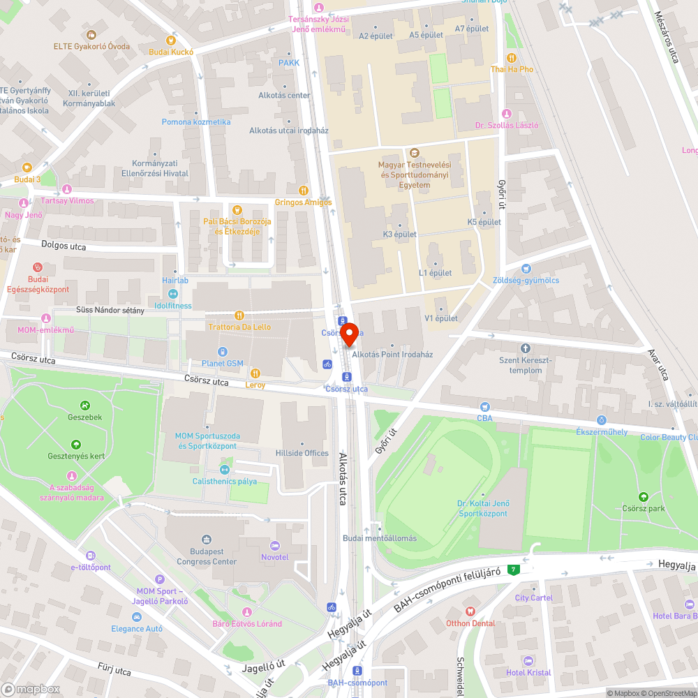 A Csörsz utcai villamosmegálló bejelentés helye