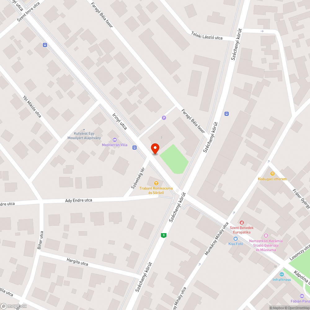 Felfestett gyalogátkelőhely hiánya az Ady Endre utca és az Irinyi utca találkozásánál bejelentés helye