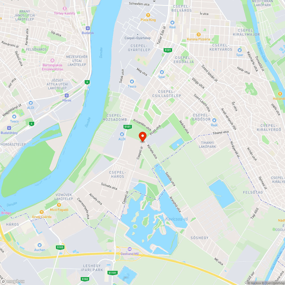 Kerékpárút űrszelvényébe belógó ágak (Plútó utca - Csepeli út) bejelentés helye