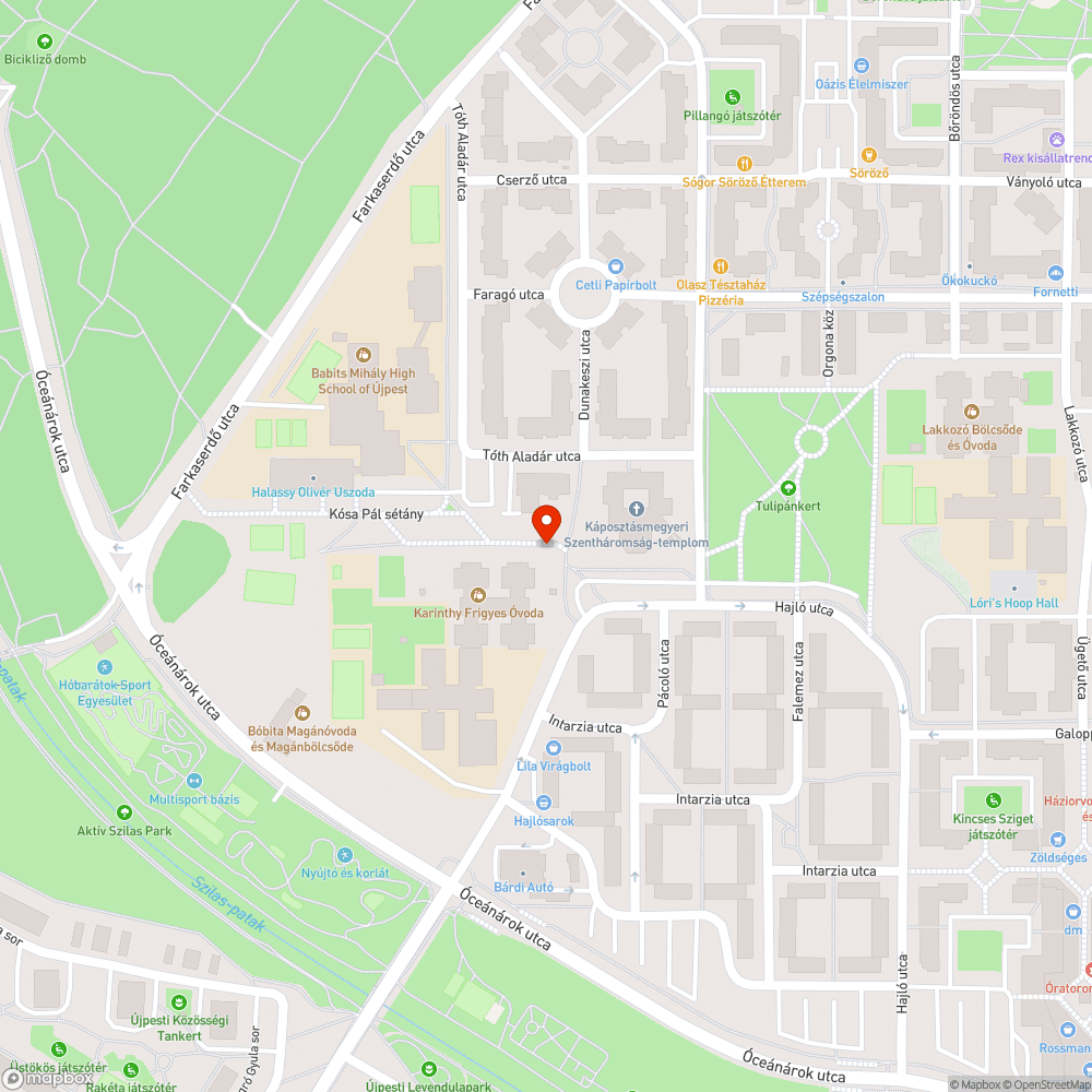 Hiányos közvilágítás a Kósa Pál sétányon bejelentés helye