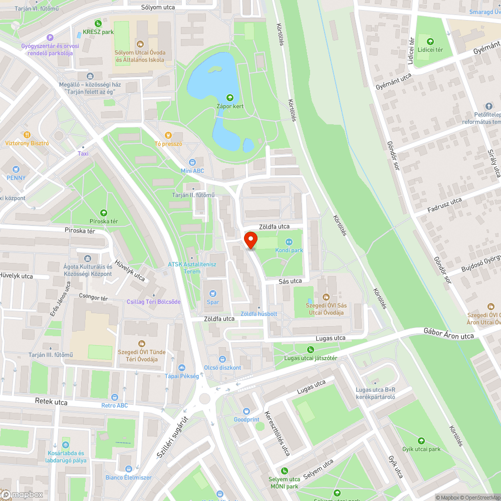 Zöldfa utca úthiba bejelentés helye