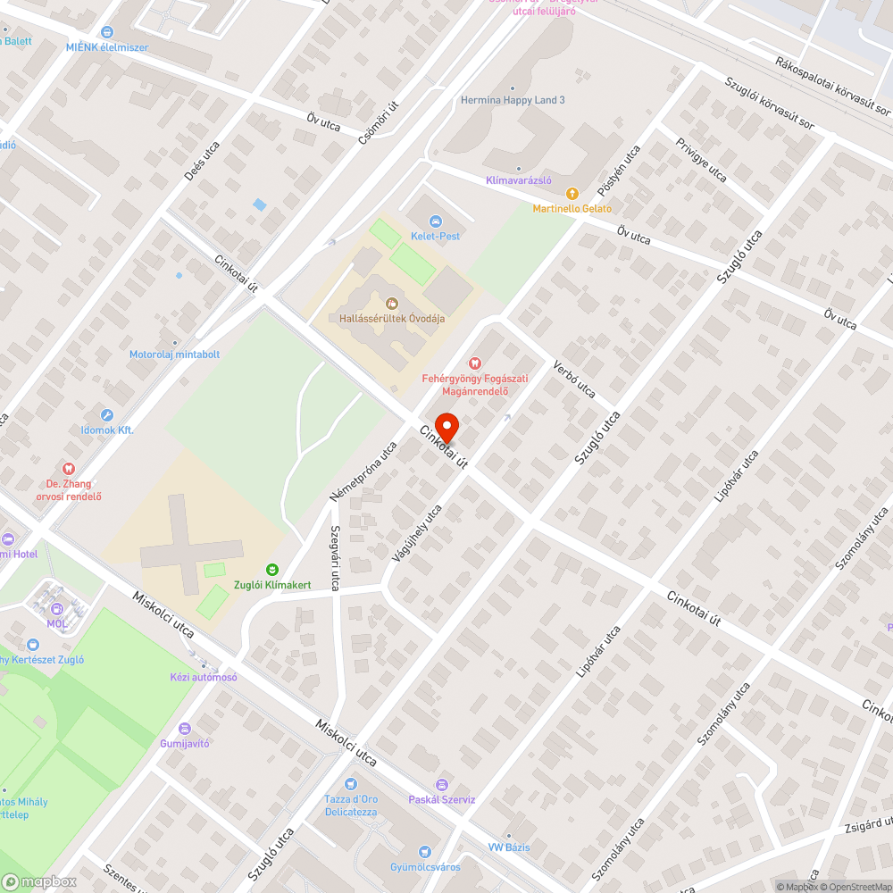 Nincs közvilágítás XIV. ker. Cinkotai út bejelentés helye