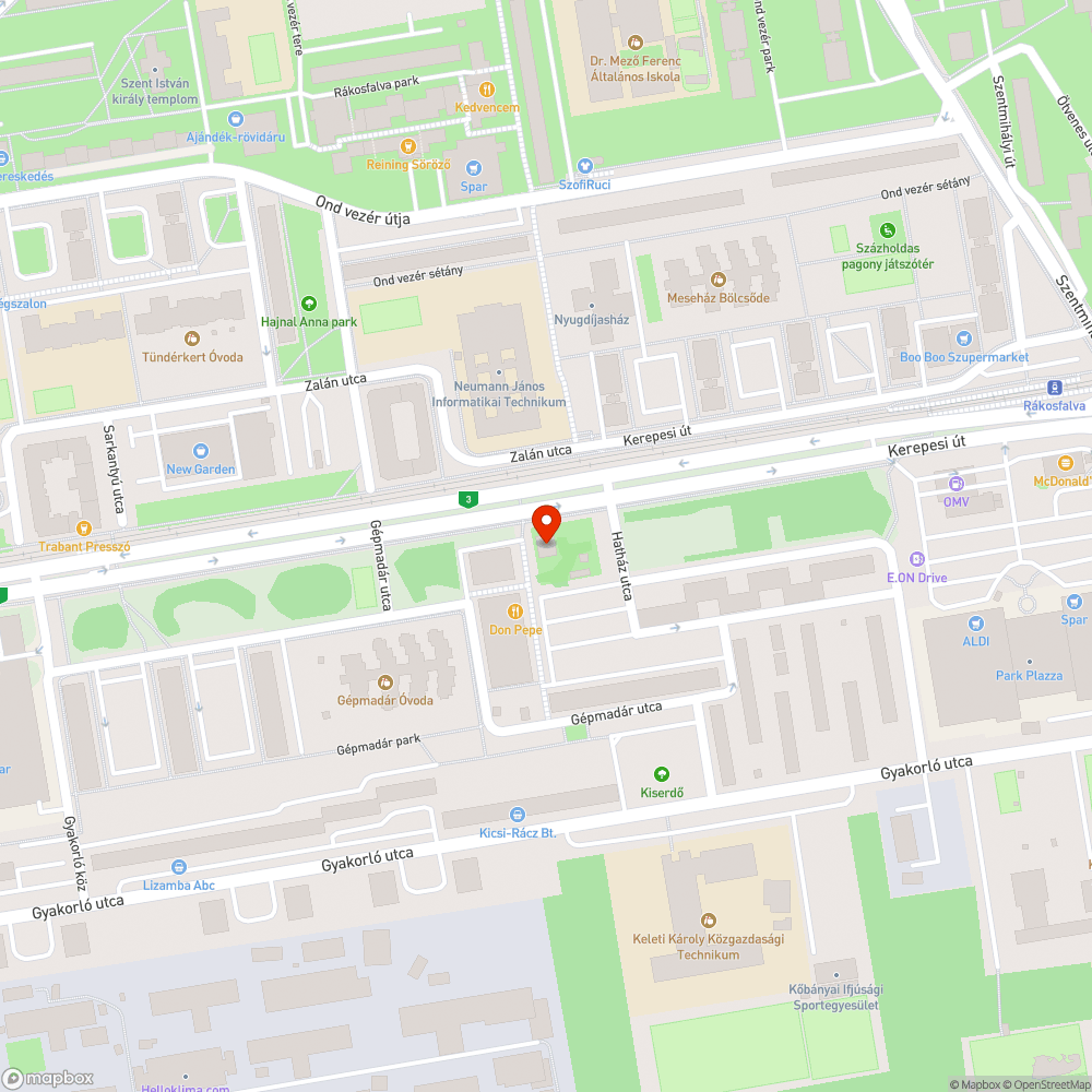 Elhagyott matrac bejelentés helye