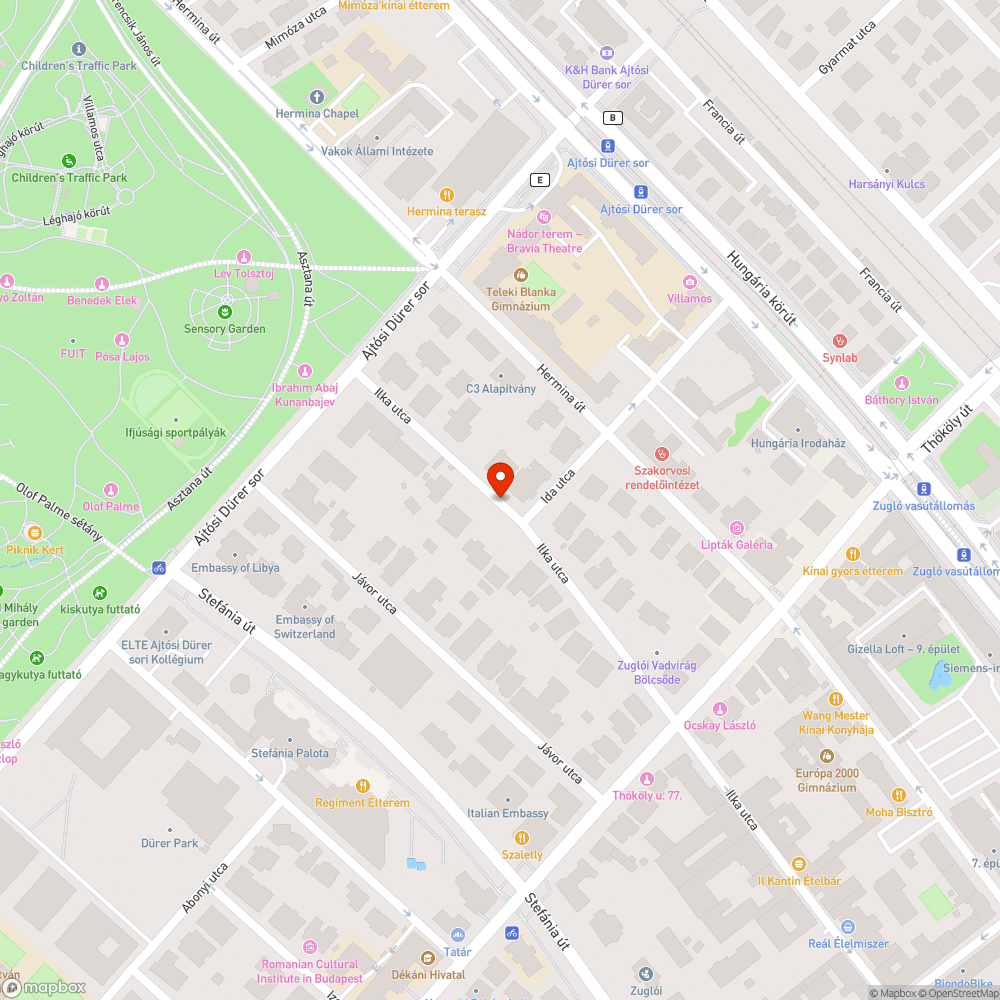 Úthiba bejelentés helye