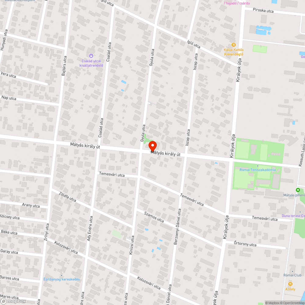 Mátyás király út - Rossz lámpa bejelentés helye