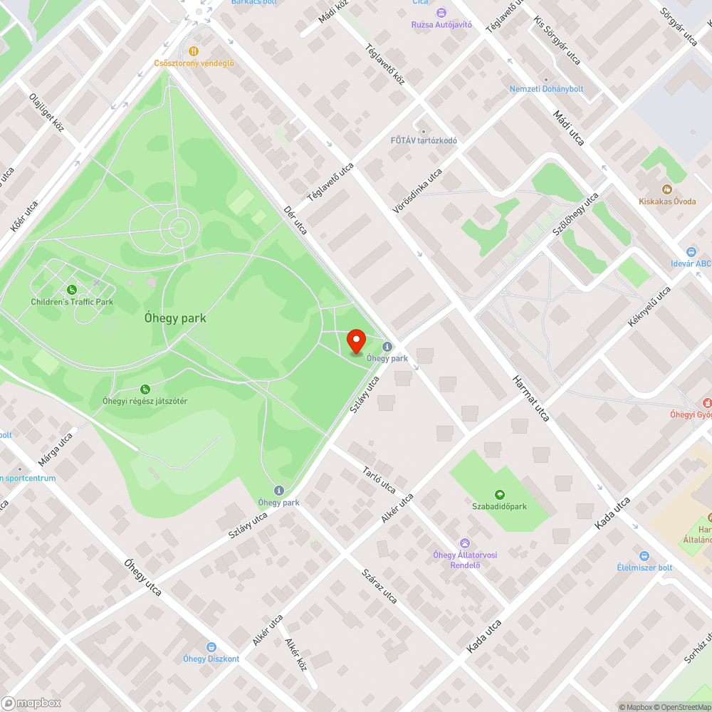 Beton villanyoszlop hever az Óhegy parkban bejelentés helye